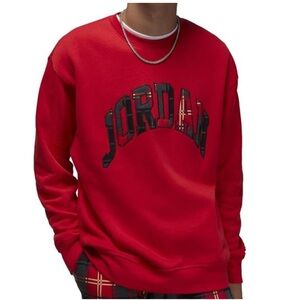 Jordan Men's Essential Holiday Fleece Crew Sweatshirt - Fire Red Size XXL